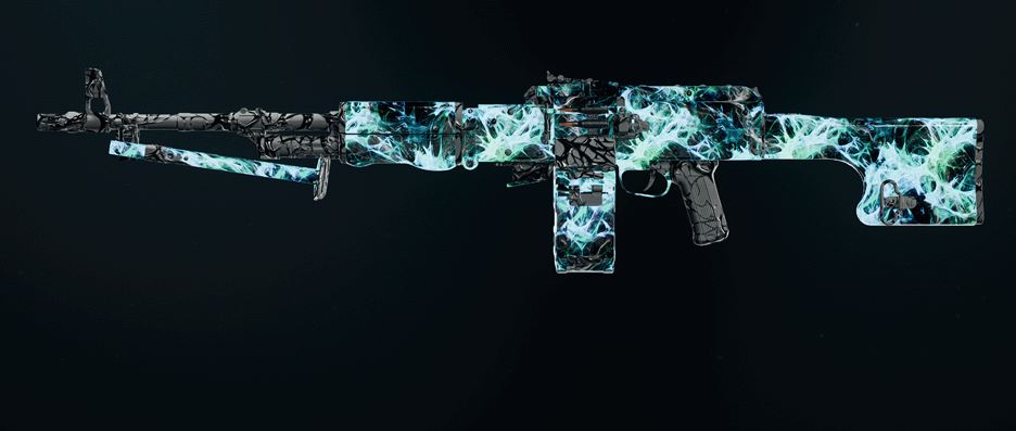 Call of Duty Black Ops 6 LMG weapons with various camos displayed