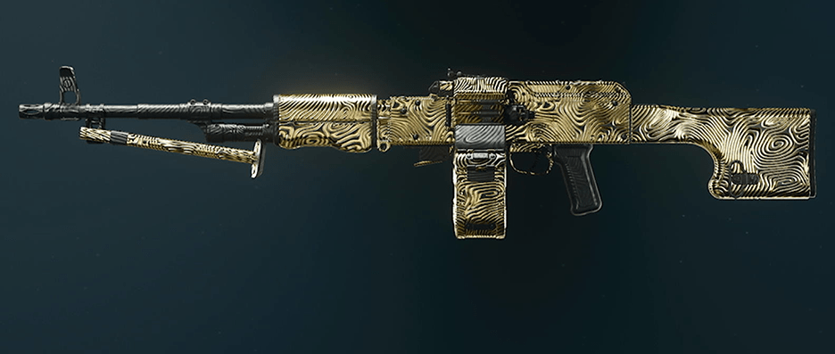 Call of Duty Black Ops 6 LMG weapons with various camos displayed