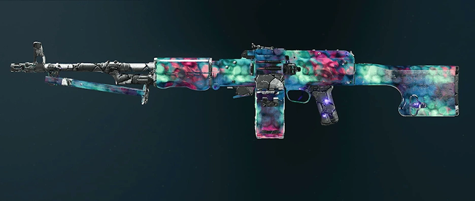 Call of Duty Black Ops 6 LMG weapons with various camos displayed