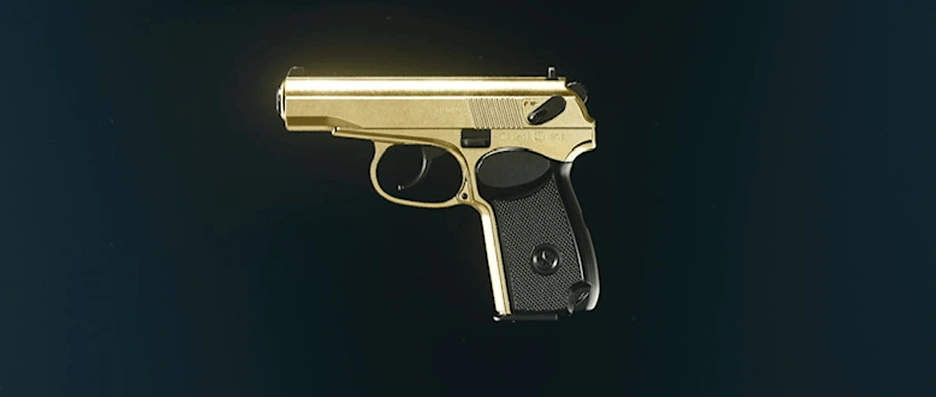 9mm PM pistol with Mystic Gold camo displayed
