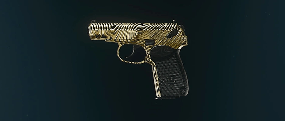 9mm PM pistol with Mystic Gold camo displayed