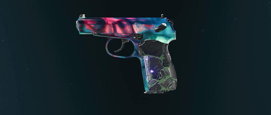 9mm PM pistol with Mystic Gold camo displayed