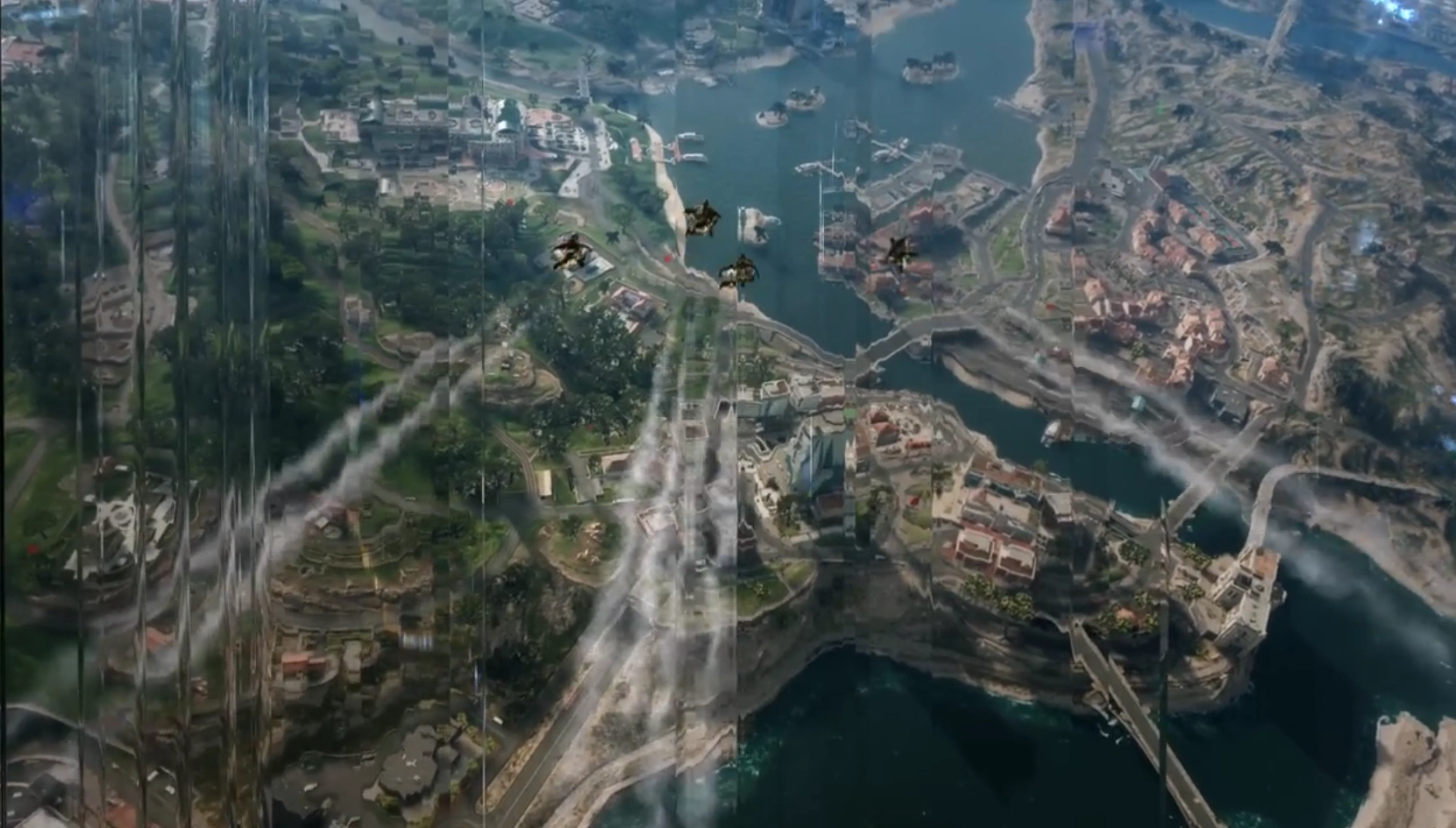 Four-person squad dropping into Avalon in co-op mode