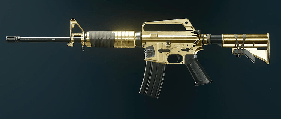 XM4 assault rifle with gold camo showcase