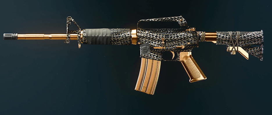 XM4 assault rifle with gold camo showcase