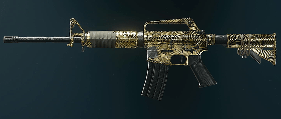 XM4 assault rifle with gold camo showcase