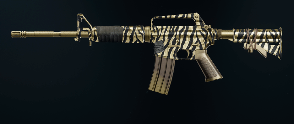XM4 assault rifle with gold camo showcase