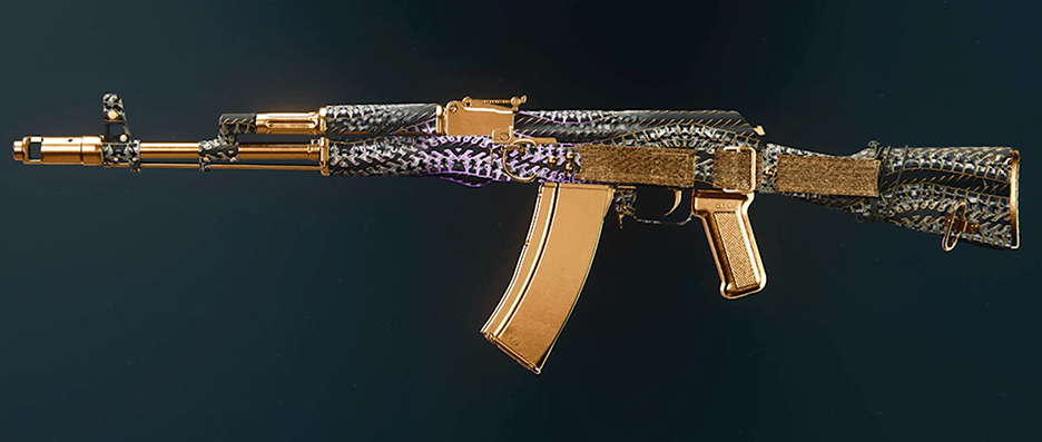 AK-74 assault rifle with dark matter camo finish