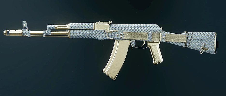 AK-74 assault rifle with dark matter camo finish