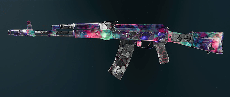 AK-74 assault rifle with dark matter camo finish
