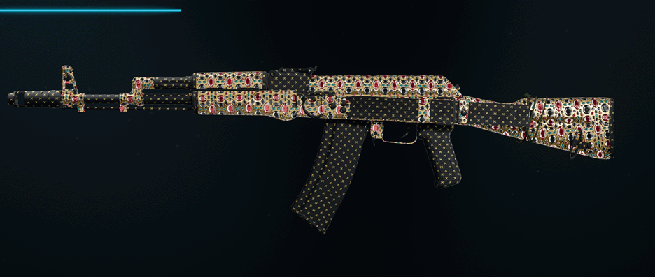 AK-74 assault rifle with dark matter camo finish