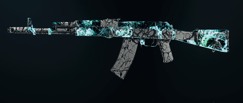 AK-74 assault rifle with dark matter camo finish