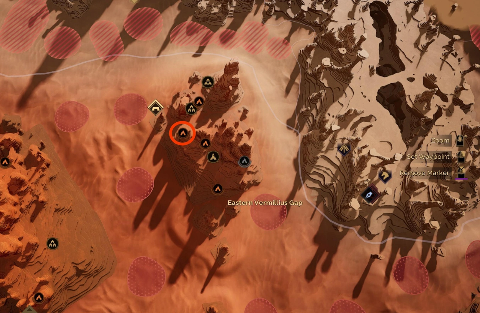 Ghanima Cavern entrance with guards near Anvil Trade Post