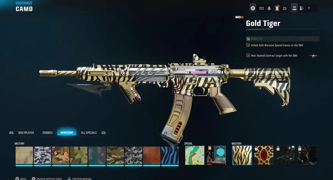 COD Gold Tiger Camo